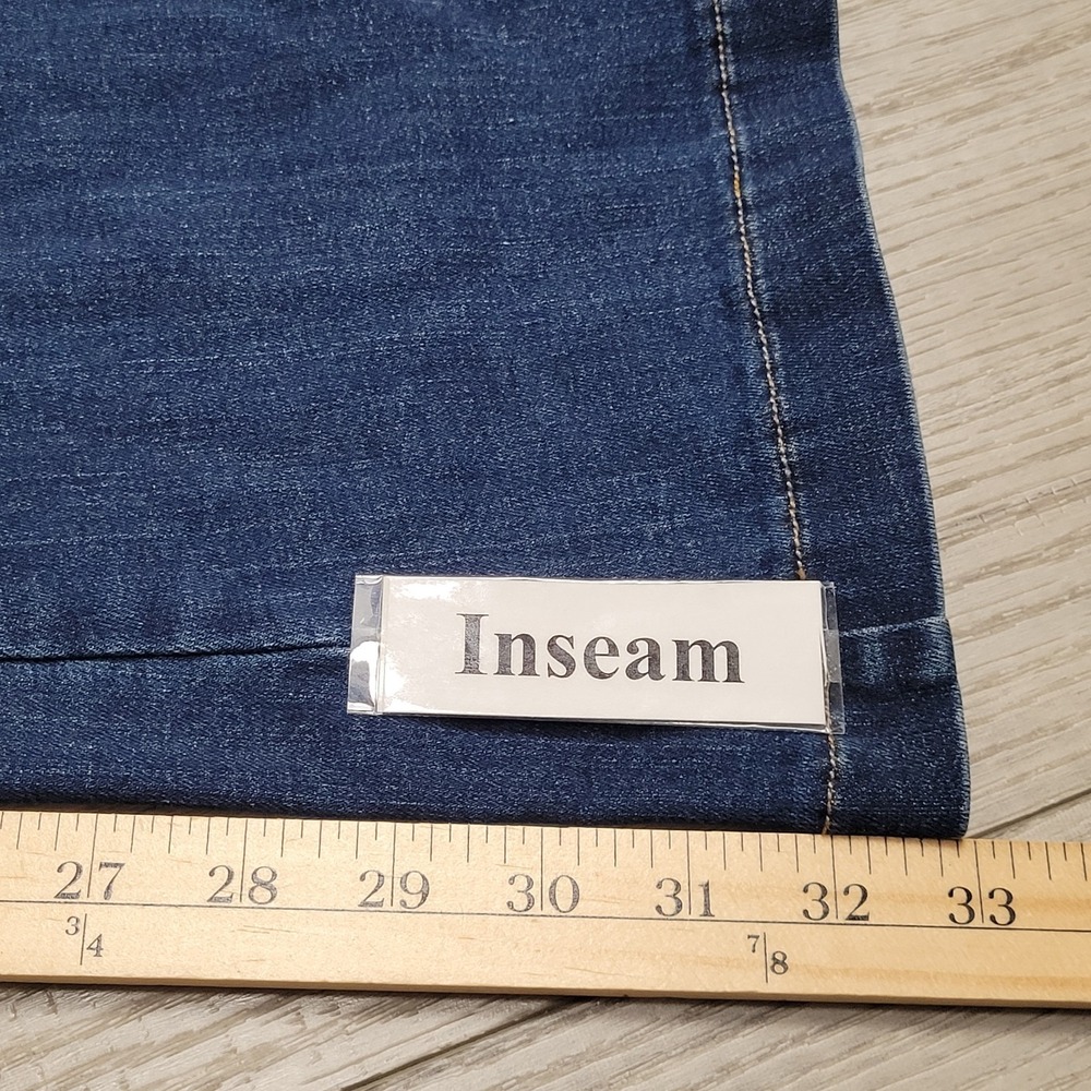 SPANX Jeans Women's S 28x33 Indigo Bootcut Pull‑On Stretch Mid Rise Denim Boho - Picture 6 of 16
